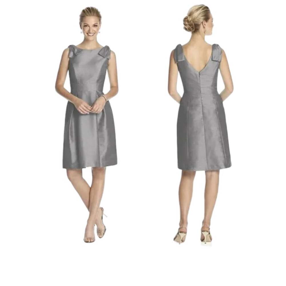 Alfred Sung D626 Cocktail Shoulder Bow Detail Pockets Bateau Neckline Size 0